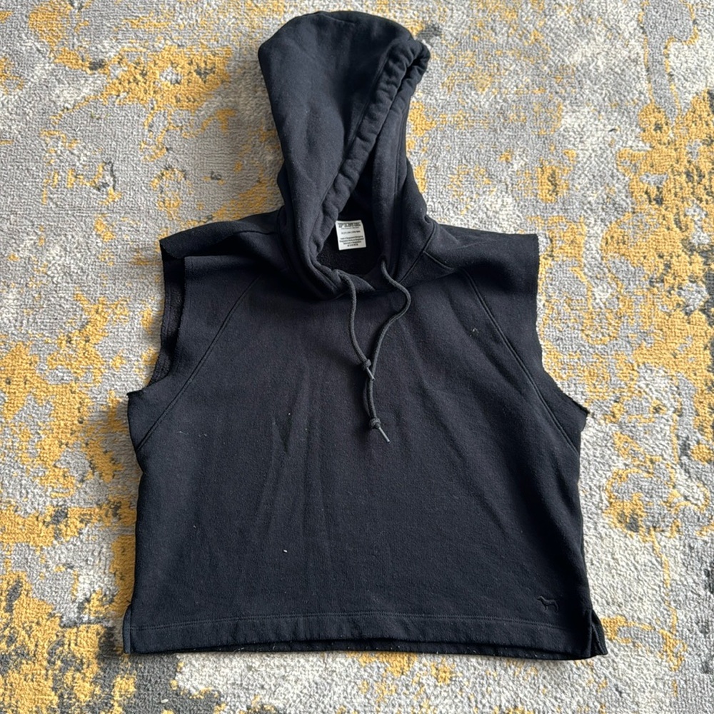 Victoria’s Secret PINK no sleeve hoodie, Black Size Small